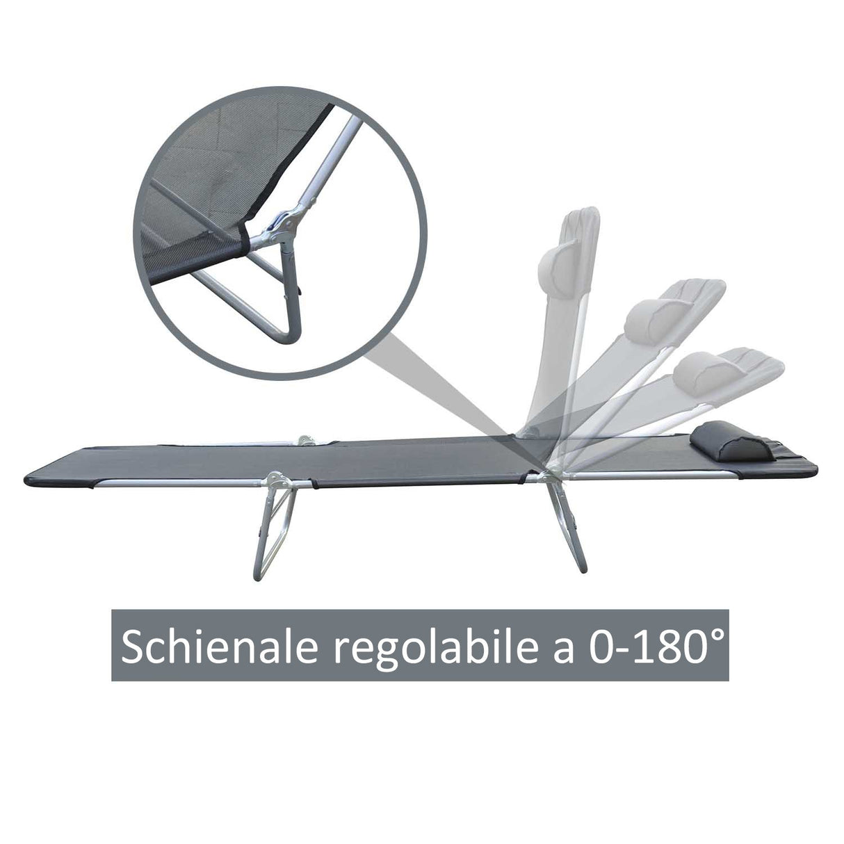 easycomfort easycomfort sdraio pieghevole reclinabile con cuscino da giardino spiaggia nero