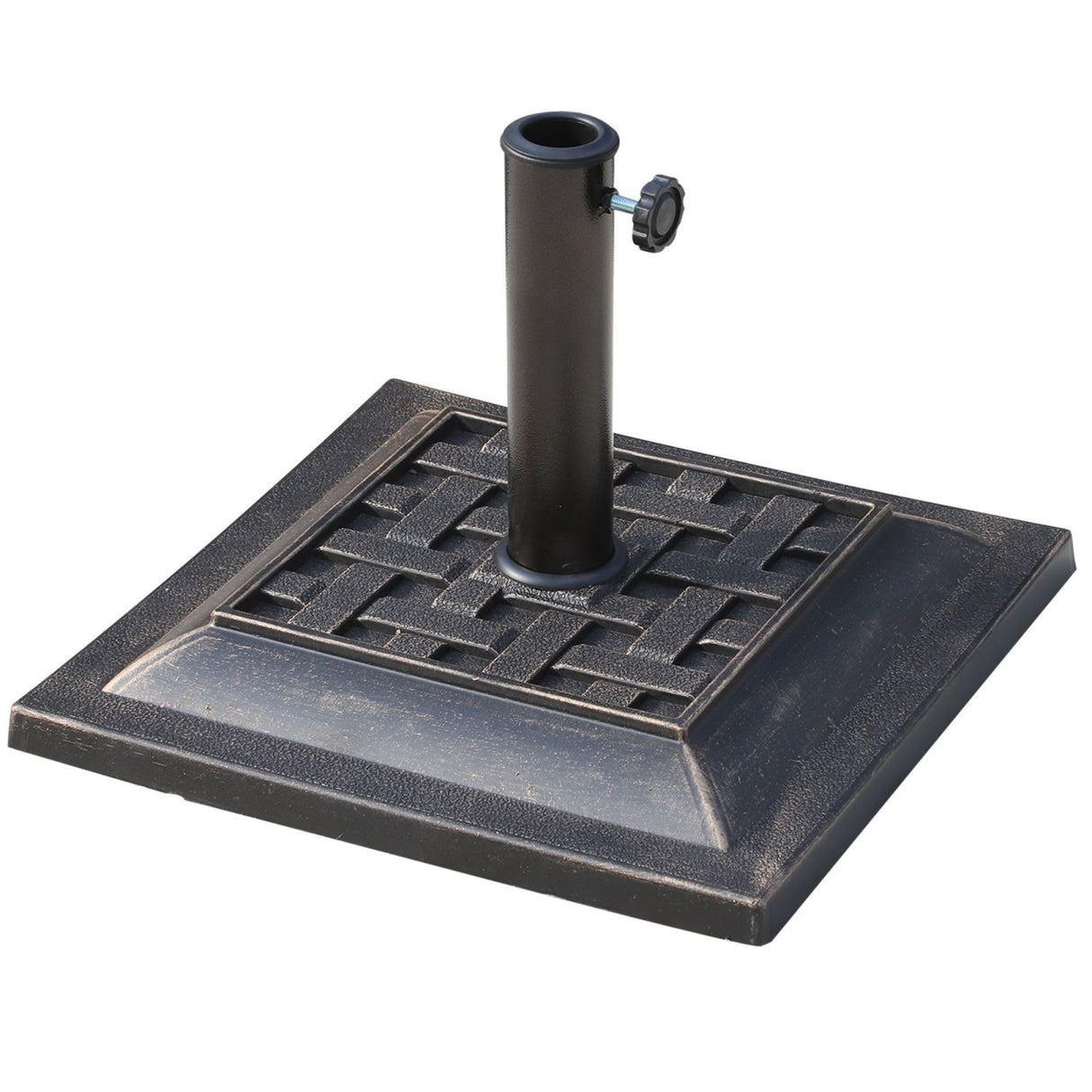 easycomfort easycomfort basamento per ombrellone da giardino in resina e acciaio in stile vintage 44x44x32cm nero e bronzo