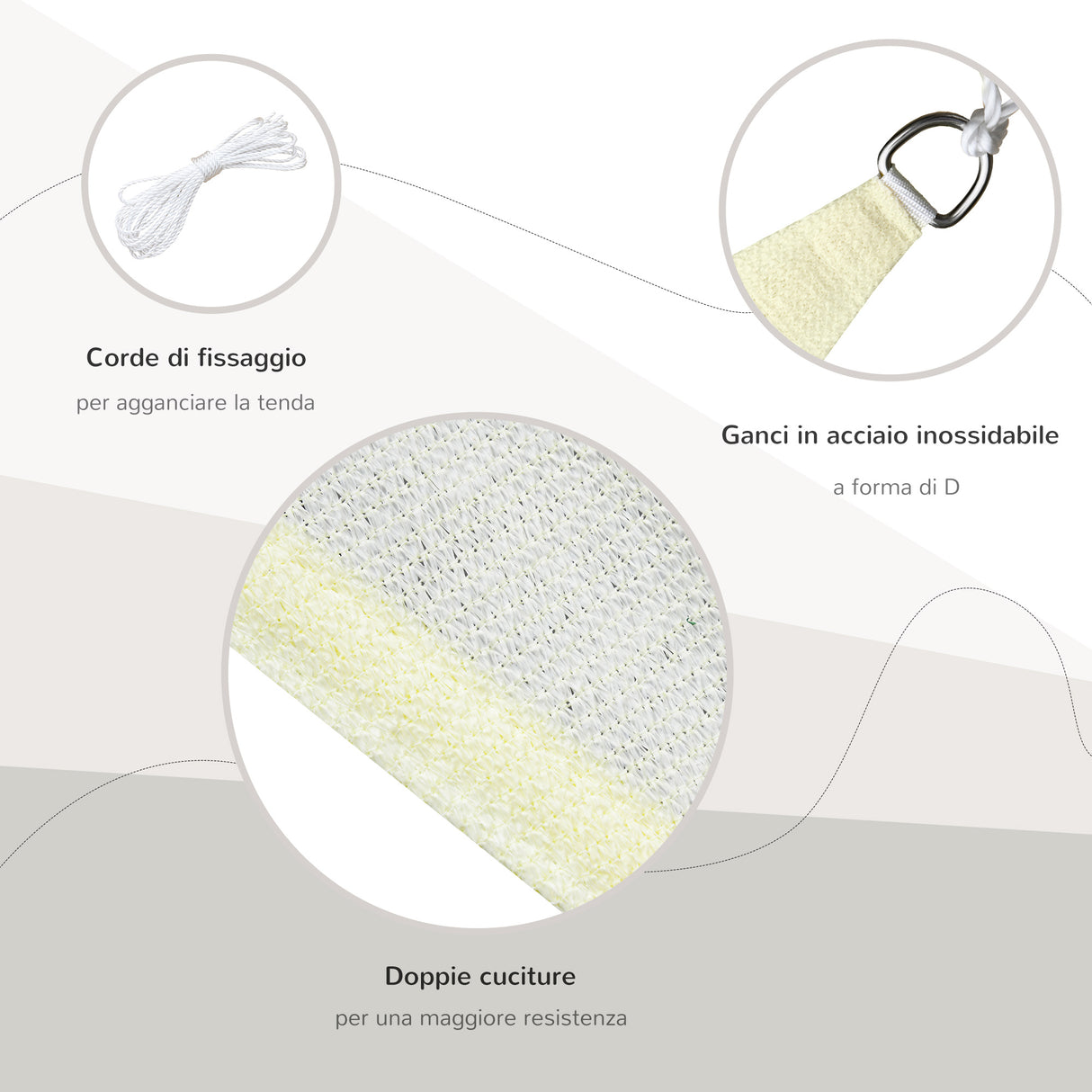 easycomfort easycomfort tenda da sole triangolare tenda a vela anti uv crema 5x5x5m