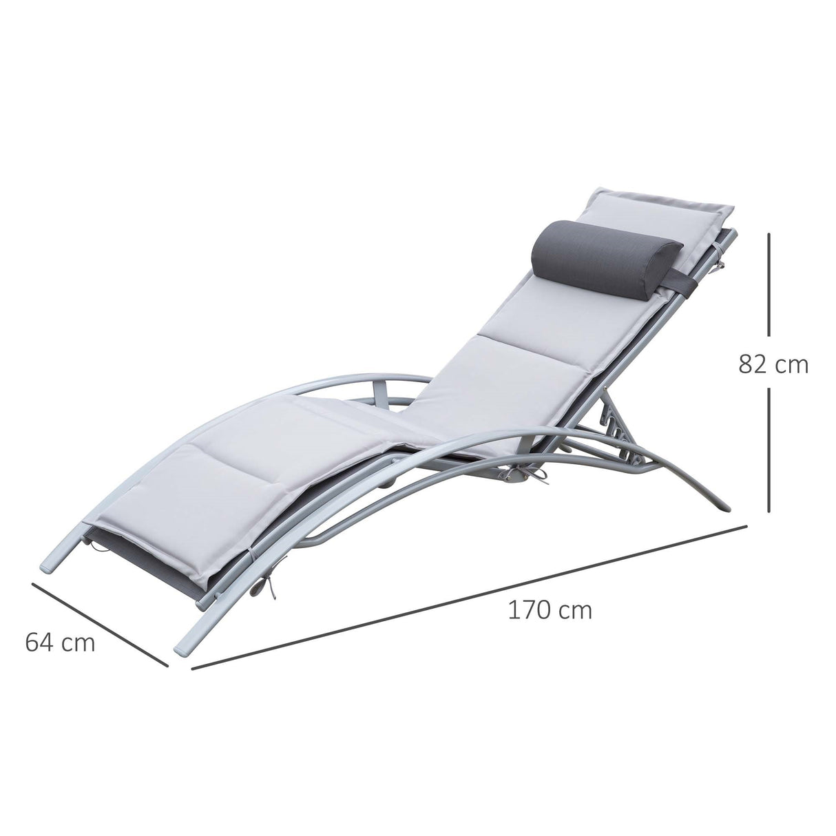 easycomfort easycomfort lettino sdraio pieghevole reclinabile con materassino e poggiatesta telaio in alluminio grigio