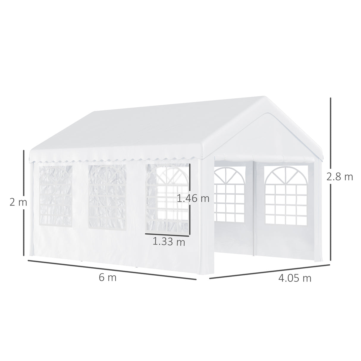 easycomfort easycomfort tendone per feste 6x4m con pareti rimovibili porte e 6 finestre bianco