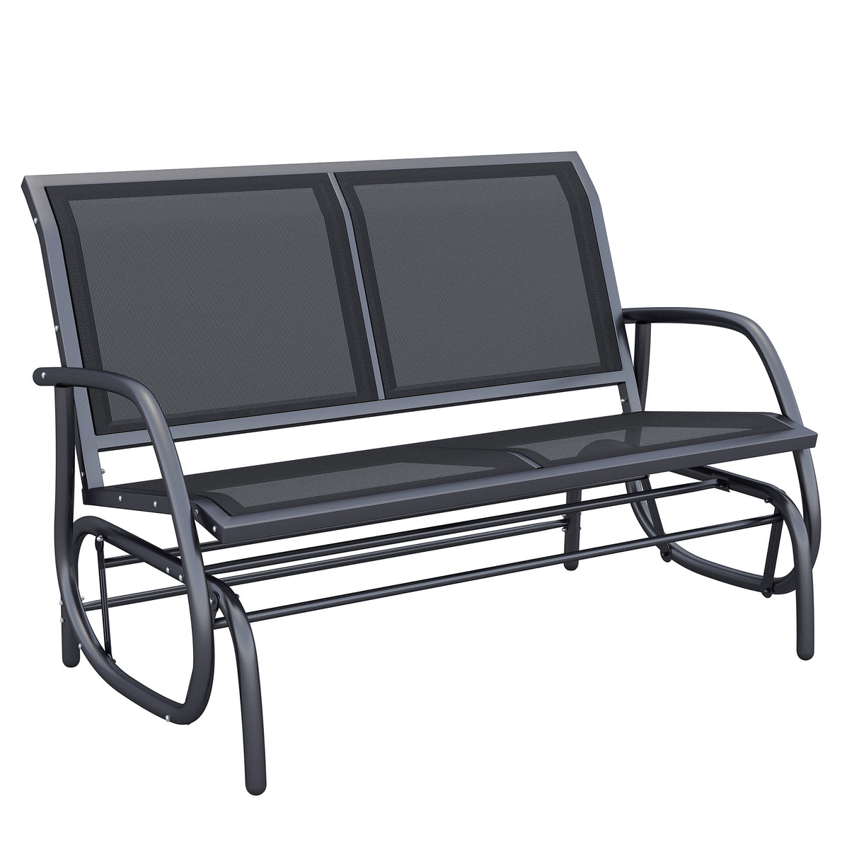 easycomfort easycomfort panchina a dondolo biposto in metallo nero 123x70x87cm