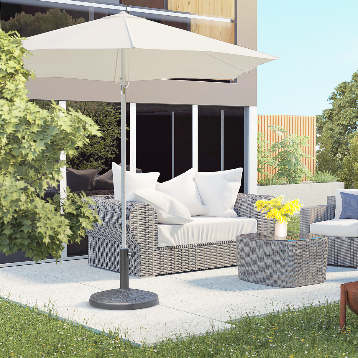 easycomfort easycomfort base per ombrellone rotonda in resina marrone 44x33cm