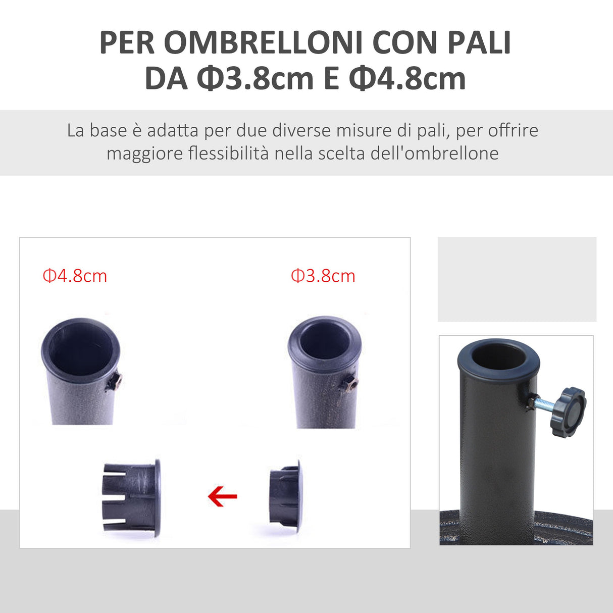 easycomfort easycomfort base per ombrellone rotonda in resina marrone 44x33cm