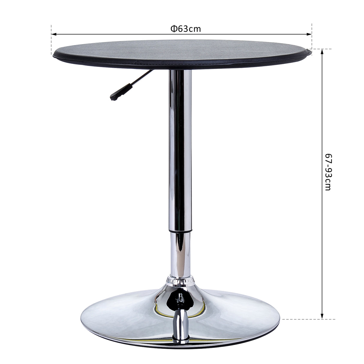 easycomfort easycomfort tavolino da bar cromato tavolo rotondo regolabile in altezza con sistema lift up piano rotondo girevole 360 63x67 93cm ean 8054111841238