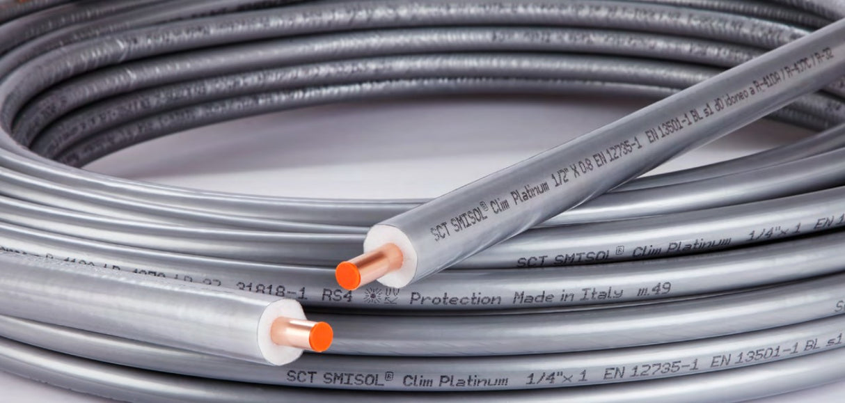 sctubes tubo rame sctubes smisol clim platinum per climatizzazione 50 metri spessore 10 mm con diametro 14 38 12