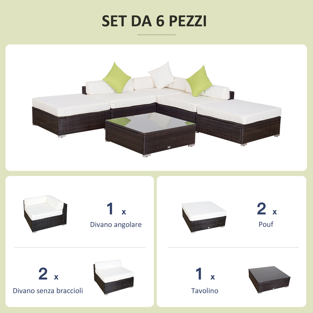easycomfort easycomfort mobili da giardino in rattan pe con divano angolare e pouf con cuscini telaio set da 18 pezzi marrone