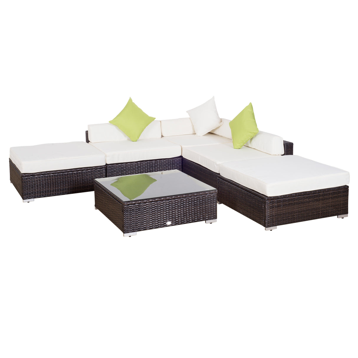 easycomfort easycomfort mobili da giardino in rattan pe con divano angolare e pouf con cuscini telaio set da 18 pezzi marrone