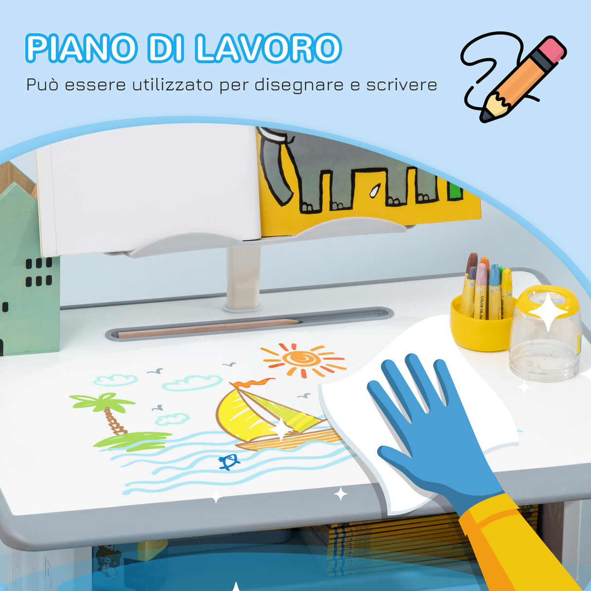 easycomfort easycomfort banco scuola con sedia ad altezza regolabile e luce per bambini 6 12 anni acciaio e mdf grigio