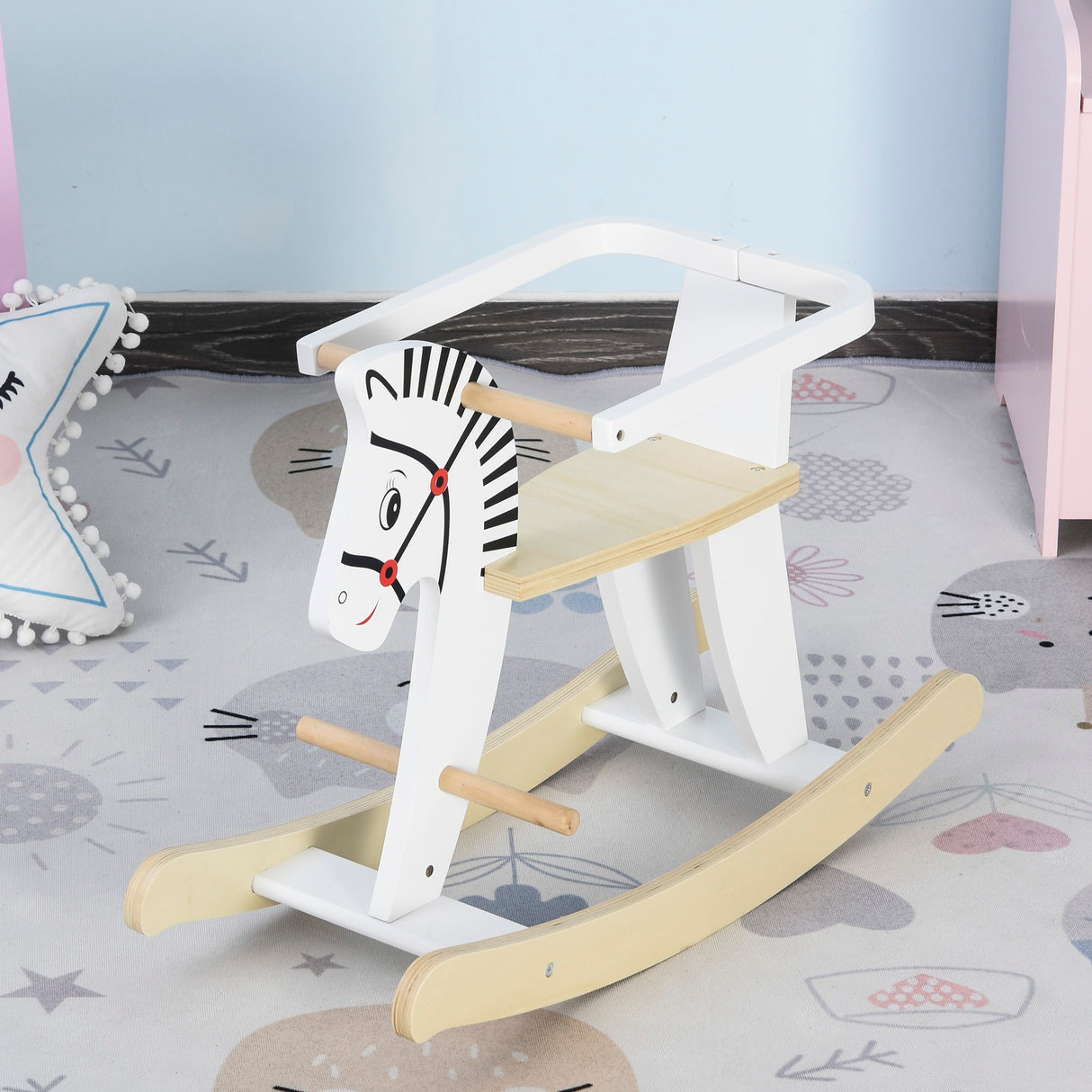 easycomfort easycomfort cavallo a dondolo per bambini 1 3 anni in legno bianco