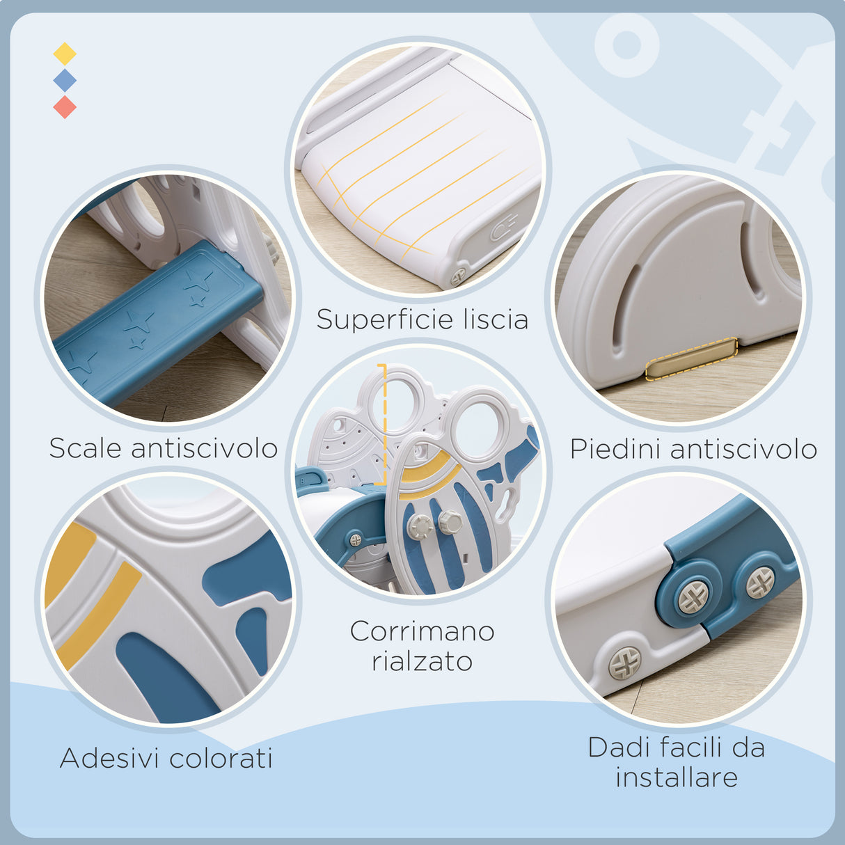 easycomfort easycomfort scivolo per bambini 18 36 mesi in pe e pp a tema spaziale con scale antiscivolo 157x46 5x80 cm