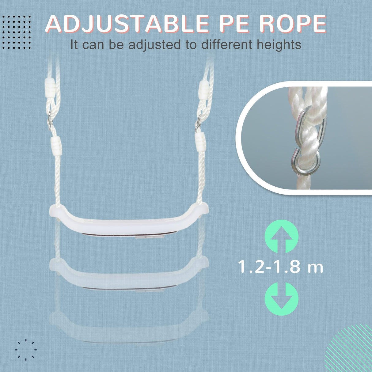easycomfort easycomfort altalena per bambini 9 36 mesi in pp e pe con corda regolabile e luci led 39x16 5x120 180 cm bianco
