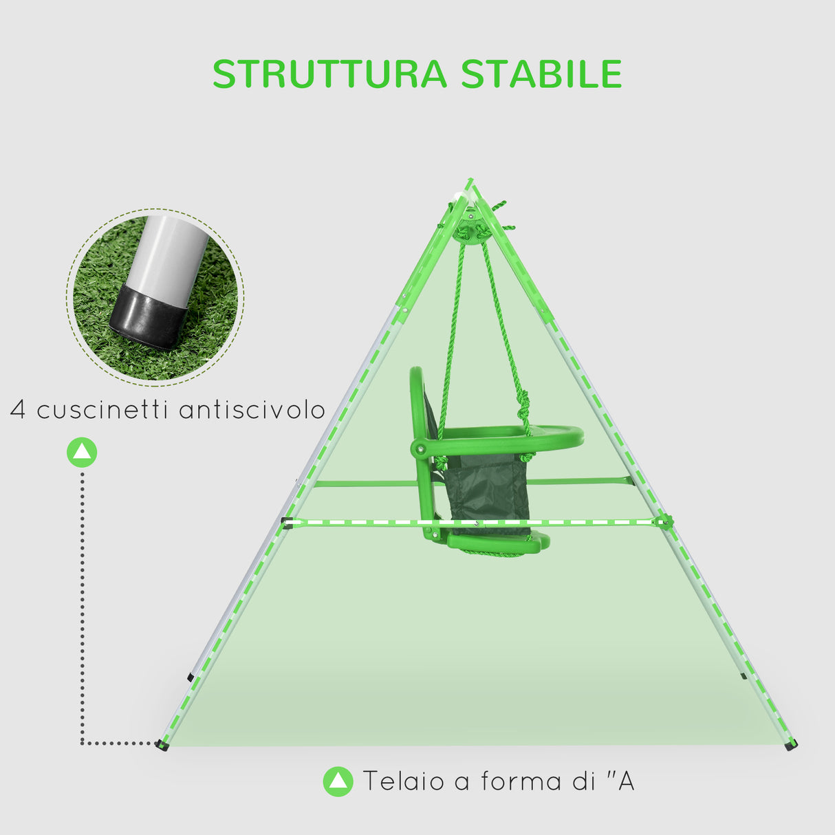 easycomfort easycomfort altalena per bambini 6 36 mesi da giardino e salotto in acciaio e pe 122x146x122 cm verde