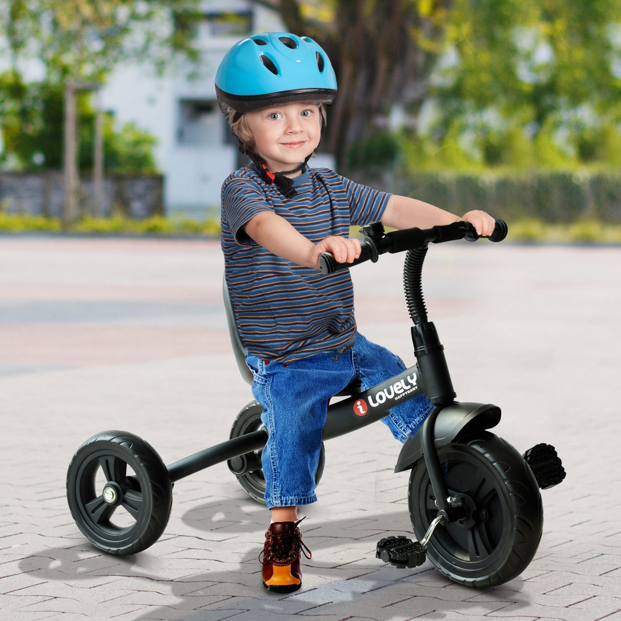 easycomfort easycomfort triciclo per bimbo con campanello parafango ruota speciale nero 74x49x55cm
