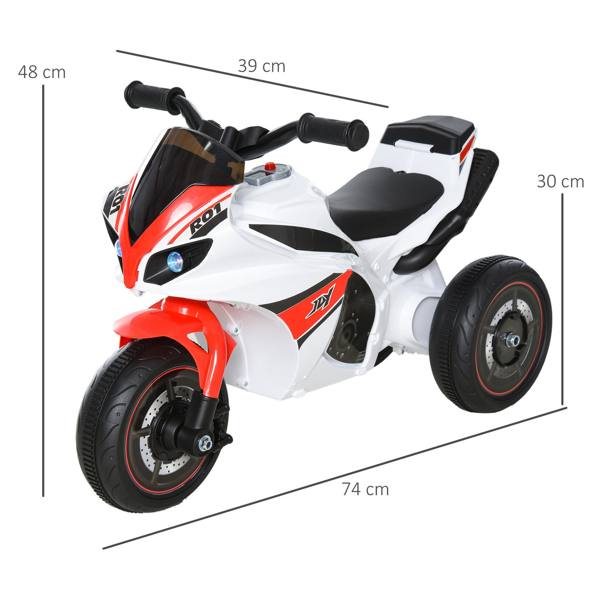 easycomfort easycomfort moto a 3 ruote per bambini 18 36 mesi con musica fari senza pedale in pp metallo bianca rossa