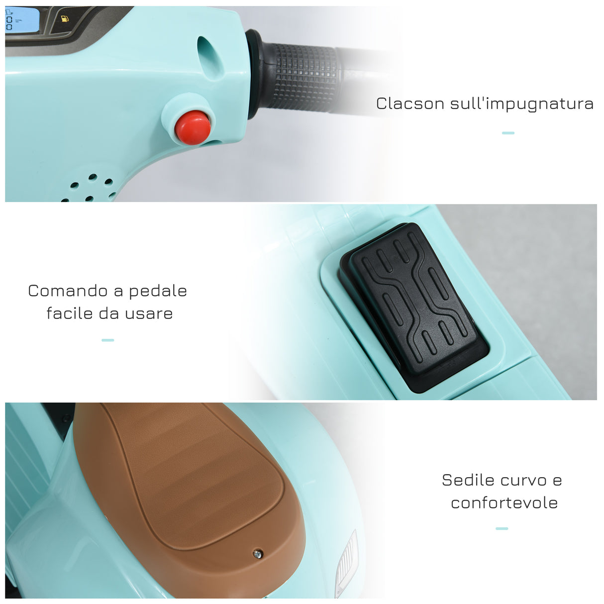 easycomfort easycomfort moto elettrica per bambini con licenza ufficiale vespa batteria 6v fari e clacson per bimbi da 18 36 mesi verde 66 5x38x52cm