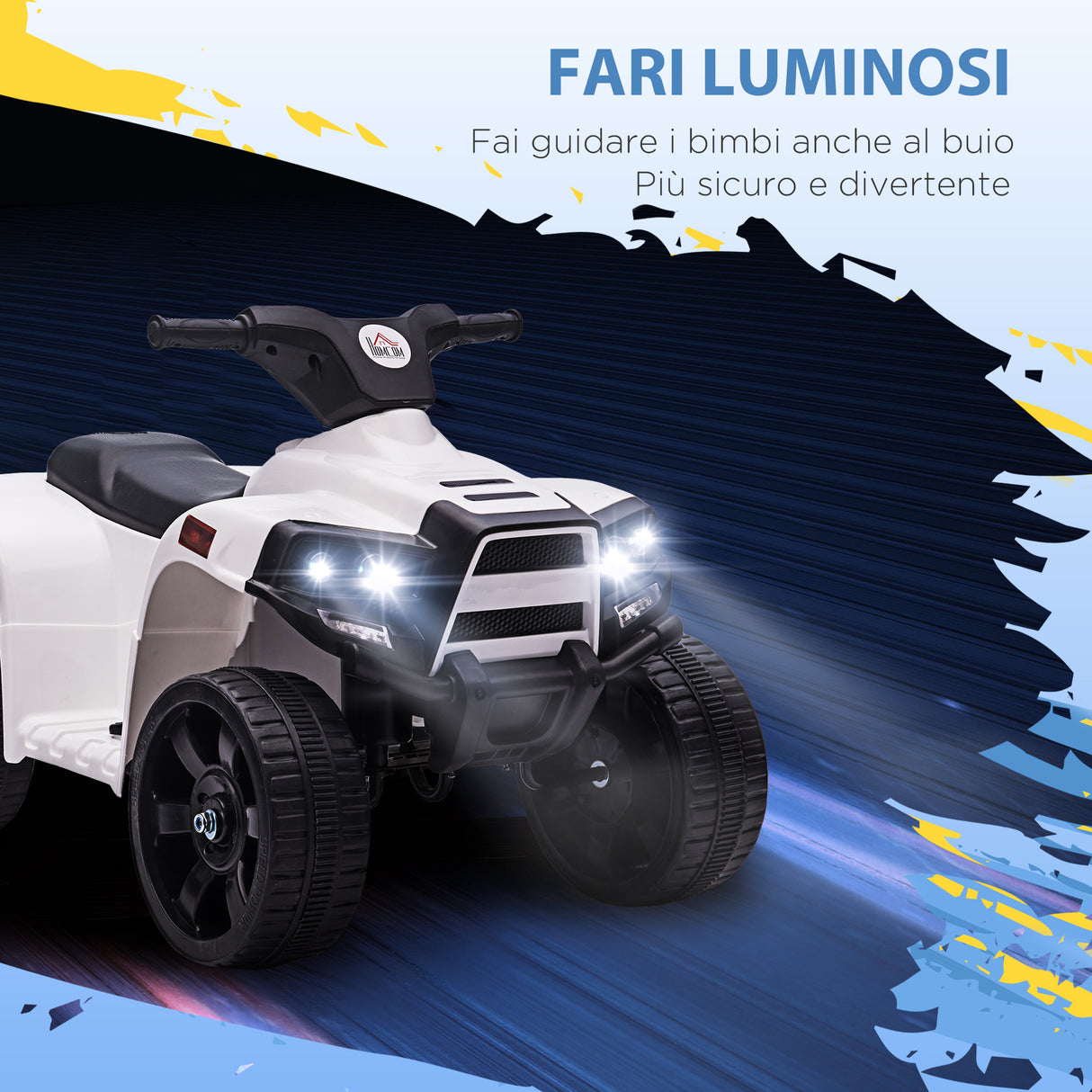 easycomfort easycomfort quad per bambini atv elettrico 6v con fari e clacson velocita 3kmh eta 18 36 mesi 65x40x43cm nero bianco