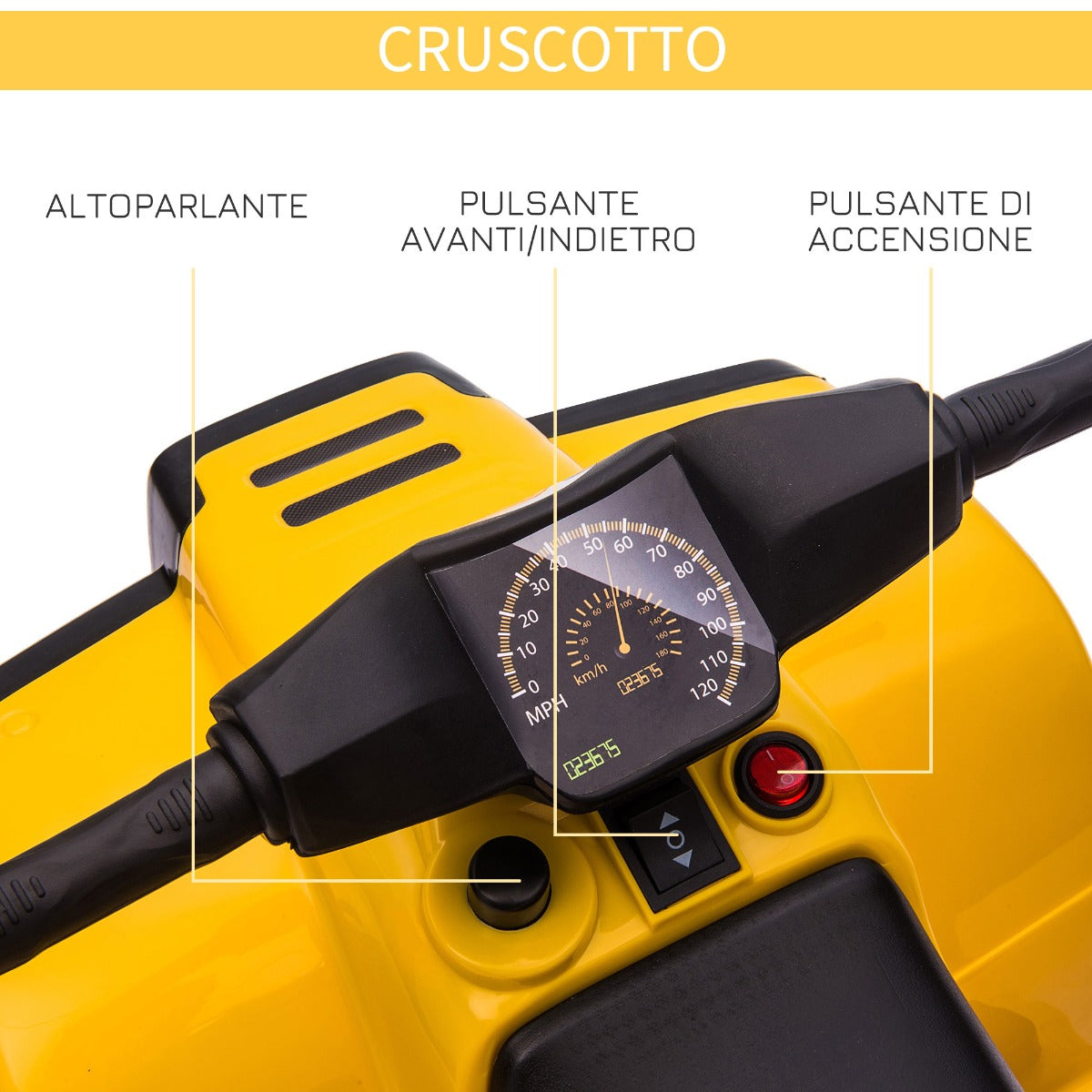 easycomfort easycomfort quad elettrico per bambini atv 6v con fari e clacson velocita 3kmh eta 18 36 mesi 65x40x43cm nero giallo