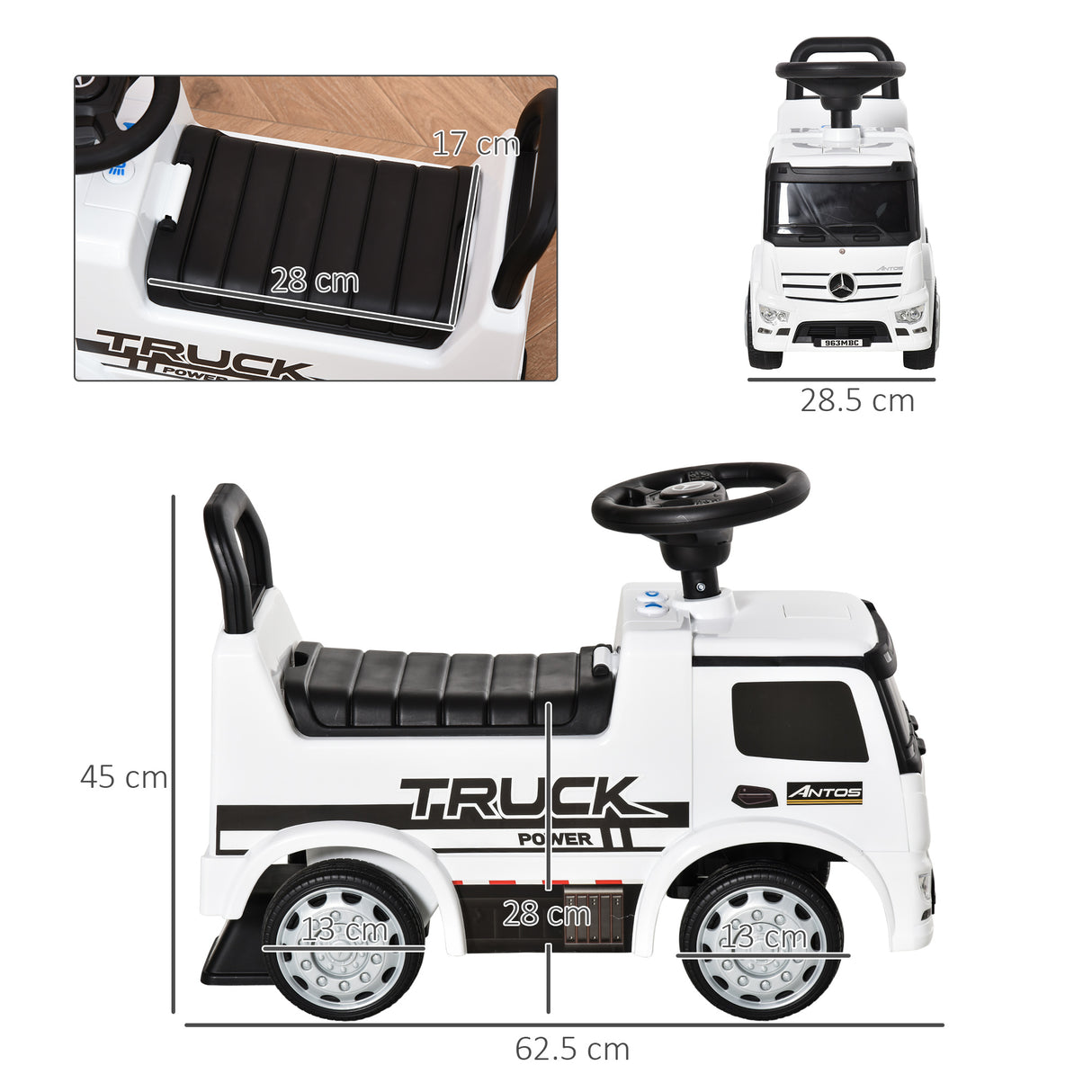 easycomfort easycomfort macchina cavalcabile per bambini eta 12 36 mesi macchina giocattolo bambi con volante fari e suoni licenza mercedes bianco