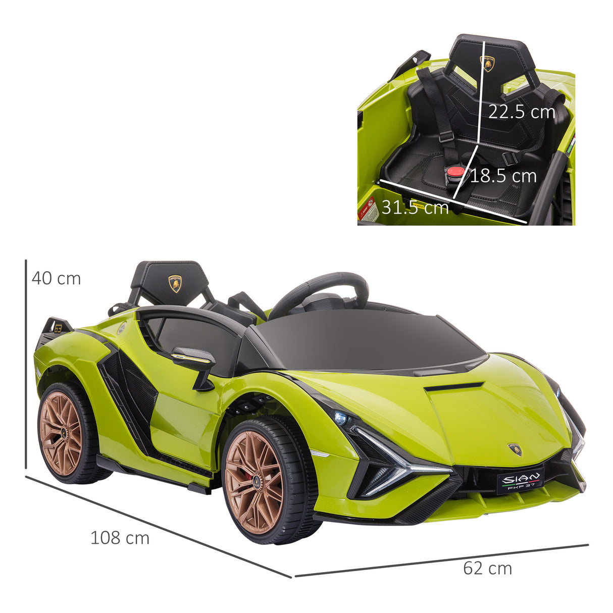 easycomfort easycomfort macchina elettrica per bambini 12v con fari e musica telecomando e velocita 3 5kmh eta 3 5 anni 108x62x40cm verde
