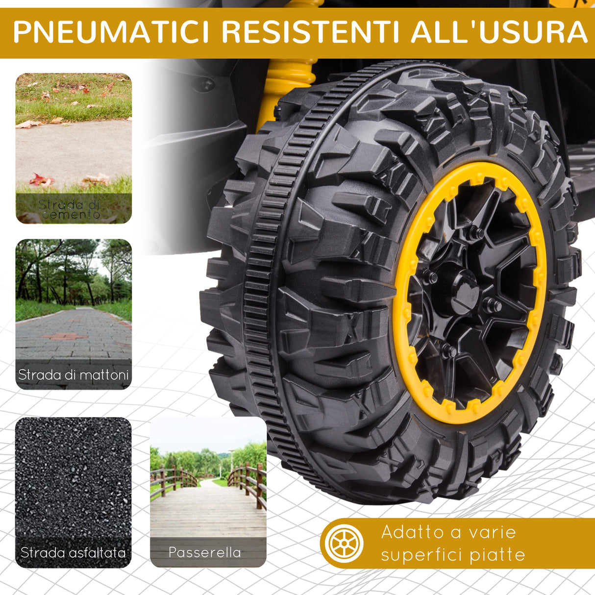 easycomfort easycomfort quad elettrico per bambini 12v 2 velocita ruote larghe con sospensioni e fari led eta 3 5 anni giallo
