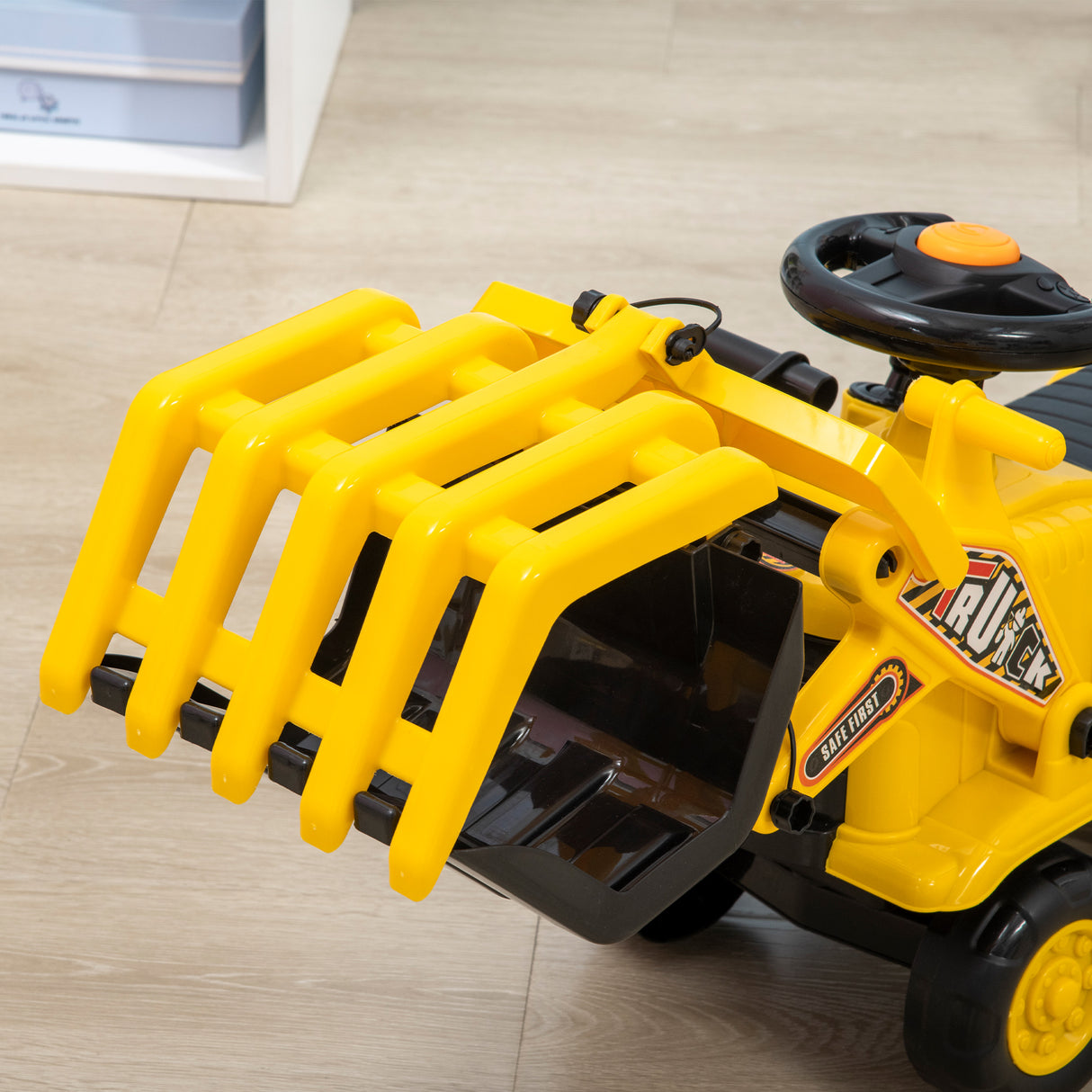 easycomfort easycomfort escavatore per bambini 3 4 anni con pinza pulsante per suoni e spazio portaoggetti 83x27x39 cm giallo e nero