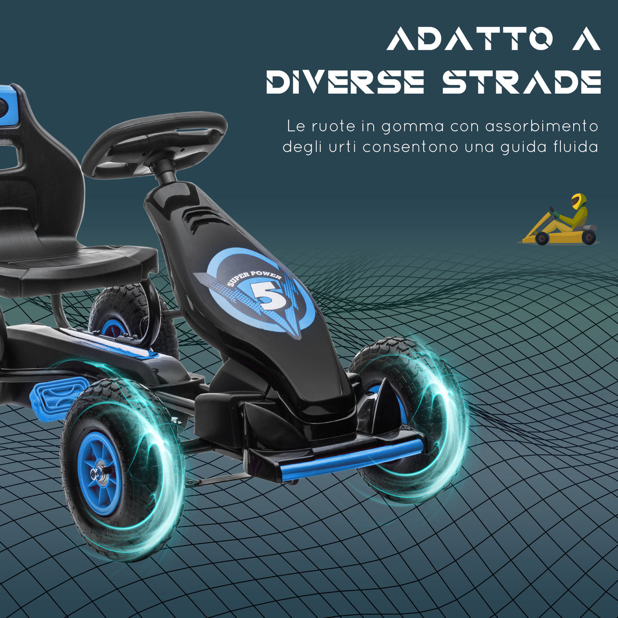 easycomfort easycomfort go kart a pedali per bambini da 5 12 anni con sedile regolabile e ruote in gonfiabili blu