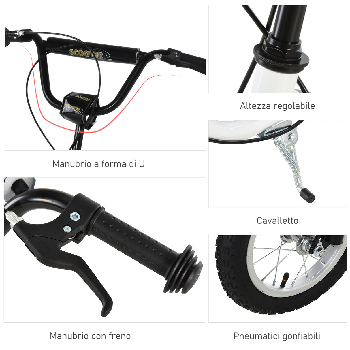 easycomfort easycomfort monopattino per bambini 5 regolabile doppi freni pneumatico gonfiabile