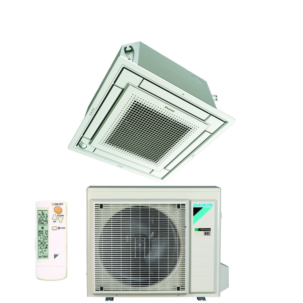 Daikin Vollflache Kassetten-Klimaanlage 18000 BTU FFA50A9 R-32, optionales WLAN mit weißem Gitter im Lieferumfang enthalten, Klasse A+/A – italienische Garantie