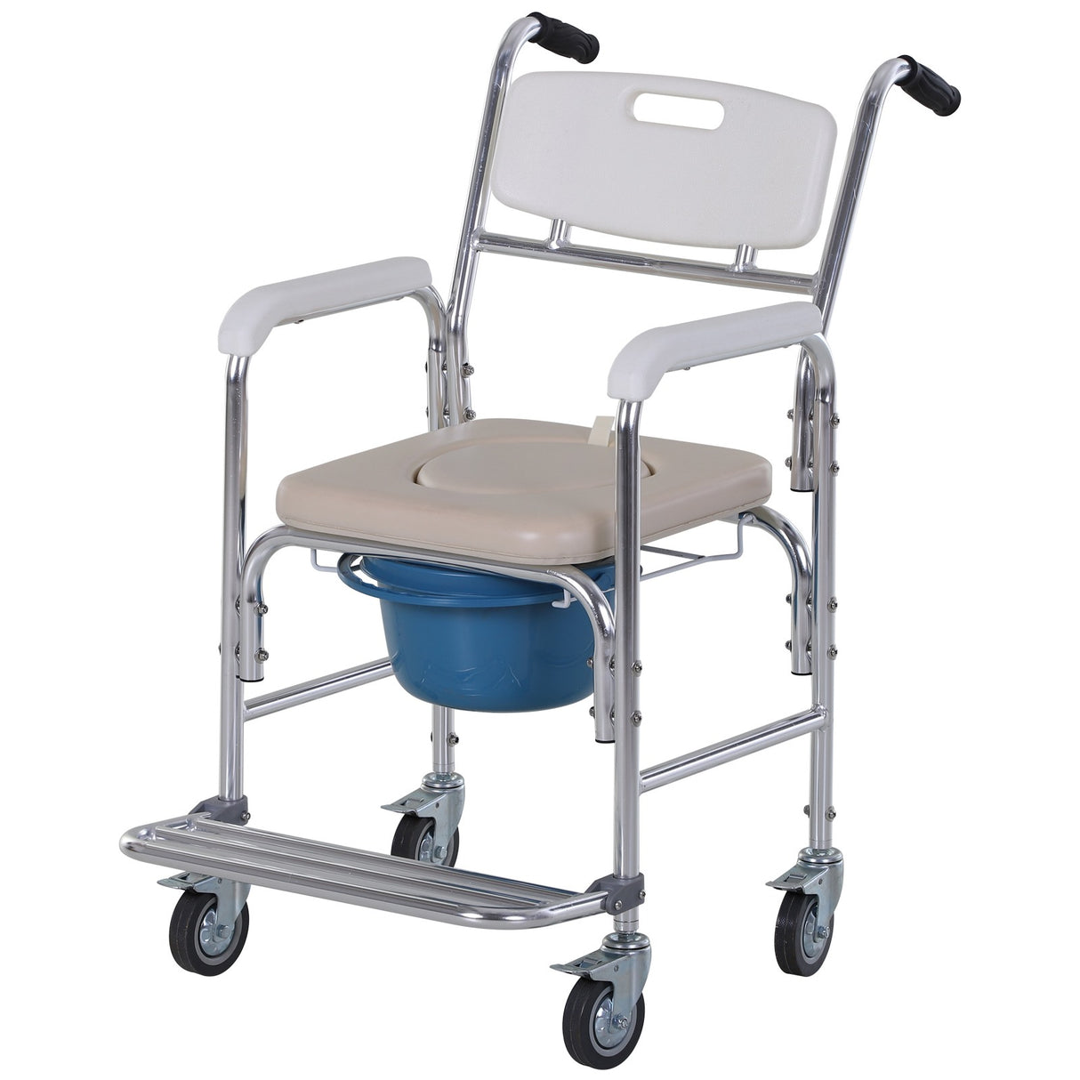 easycomfort easycomfort sedia a rotelle impermeabile con wc seduta in ecopelle 4 ruote vaso rimovibile per anzianidisabili 84x54x96cm ean 8054144133058