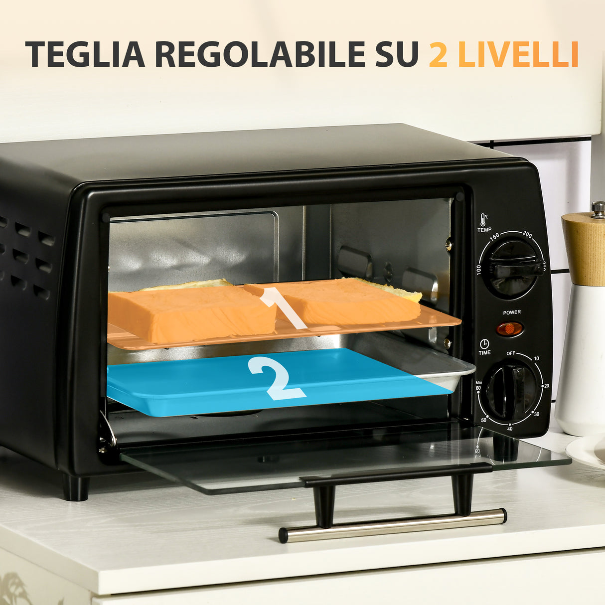 easycomfort easycomfort fornetto elettrico 10l da 750w con temperatura regolabile e timer 36 5x26x22 cm nero