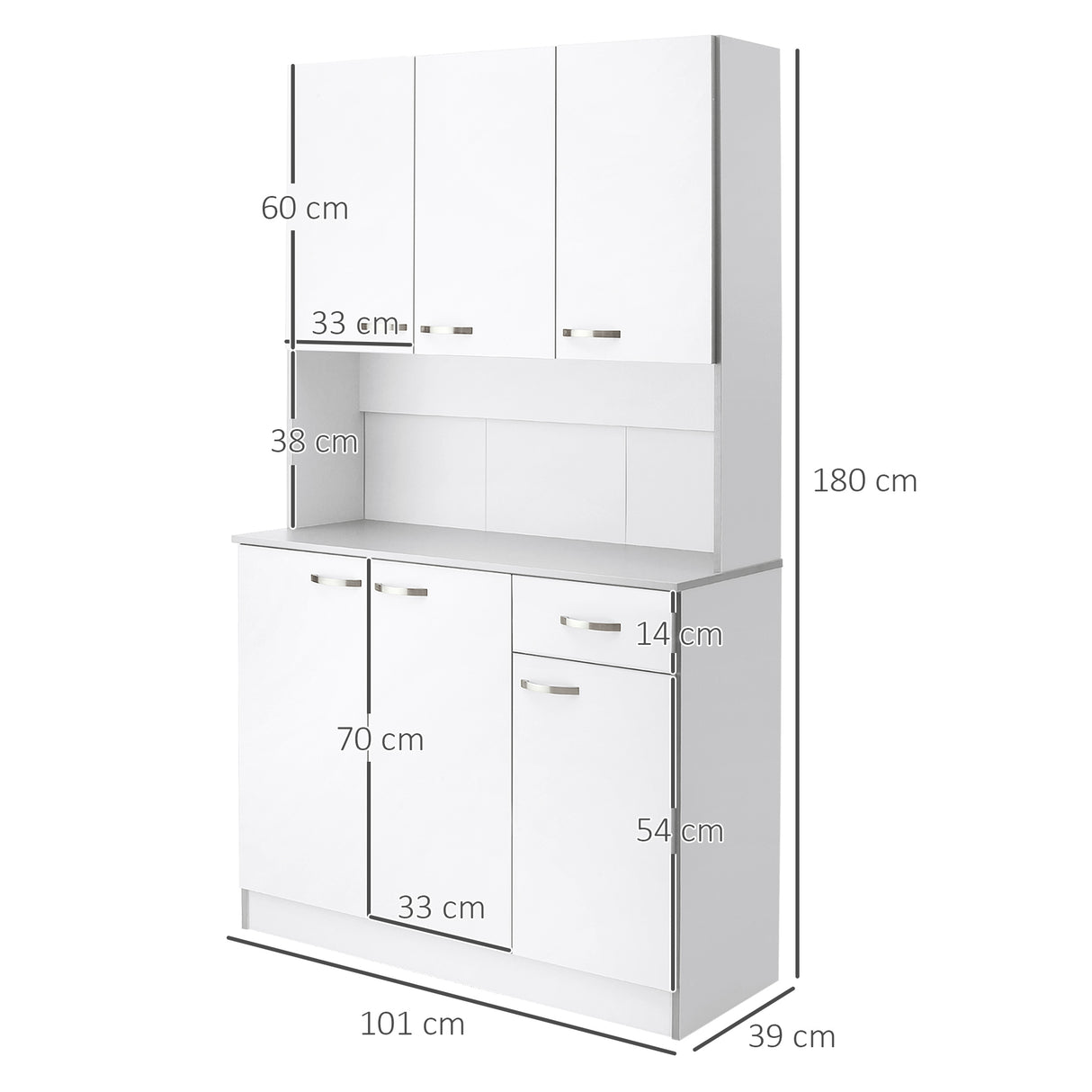 easycomfort easycomfort armadio con pensili da cucina in legno 101 x 39 x 180cm bianco