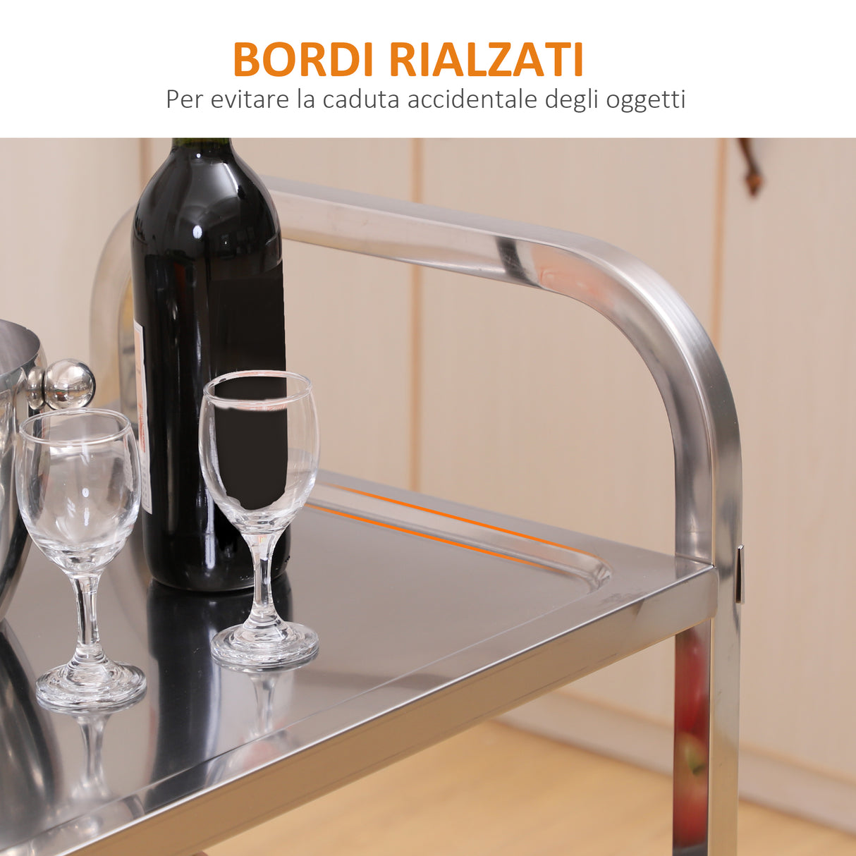 easycomfort easycomfort carrello da cucina 3 ripiani aperti 4 ruote omnidirezionali con 2 freni cuscinetti anti collisione in acciaio inossidabile 430 argento 85x45x90cm ean 8054144138558