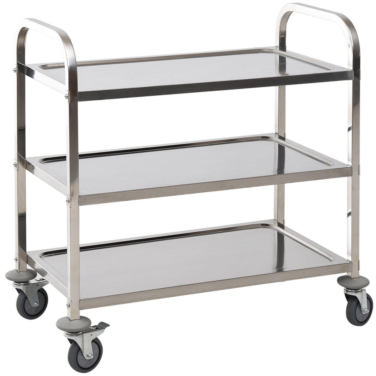 easycomfort easycomfort carrello da cucina 3 ripiani aperti 4 ruote omnidirezionali con 2 freni cuscinetti anti collisione in acciaio inossidabile 430 argento 85x45x90cm ean 8054144138558