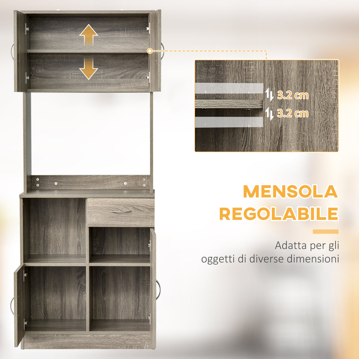 easycomfort easycomfort credenza moderna per cucina o sala da pranzo mobile buffet con armadietti e cassetti in legno grigio 71x41x178cm