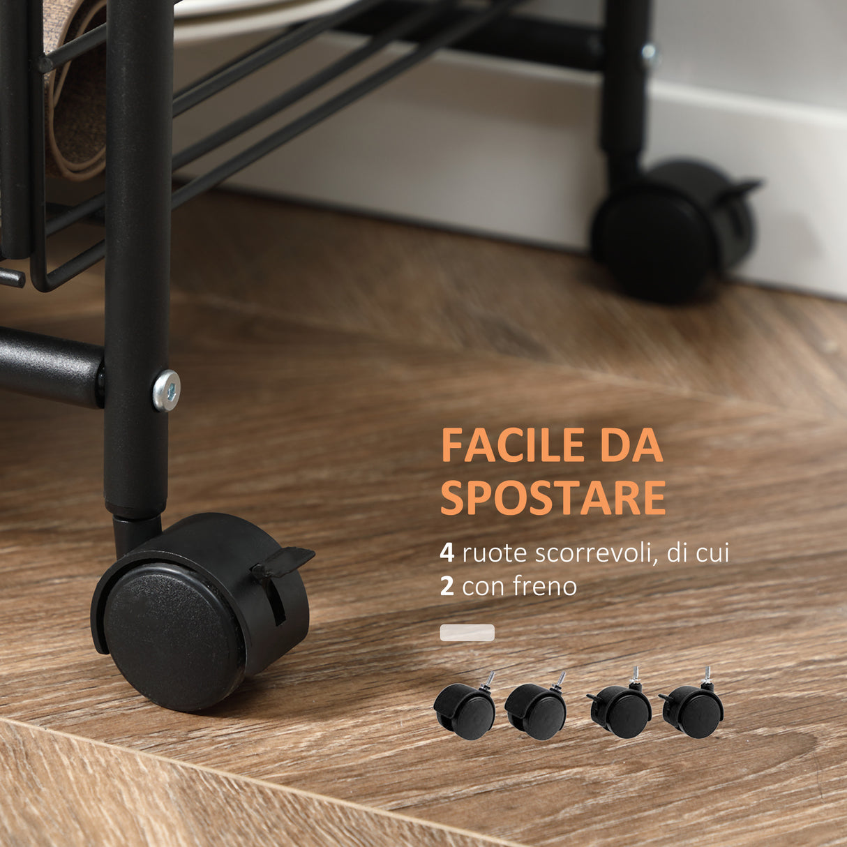 easycomfort easycomfort carrello da cucina con 2 cesti estraibili in metallo 2 ripiani in legno truciolato e ganci laterali 40x38x111cm