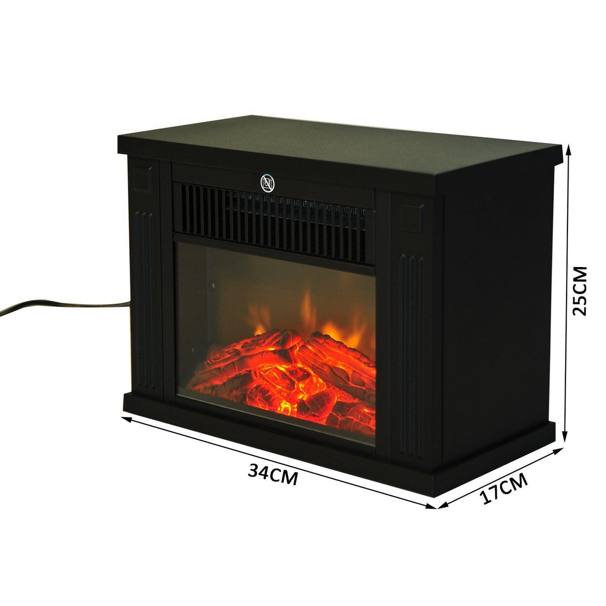 easycomfort easycomfort camino elettrico da terra potenza 600w 1200w in plastica e vetro temperato nero 34x17x25cm