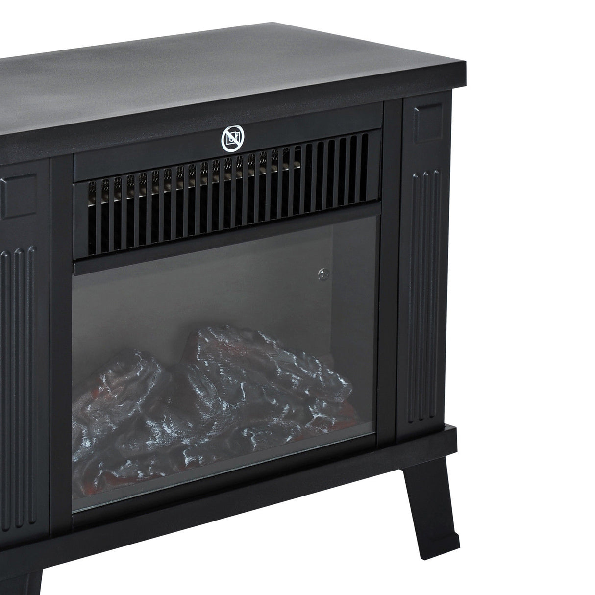 easycomfort easycomfort camino elettrico da terra 600w 1200w con effetto fiamma nero 34.5x17x31cm