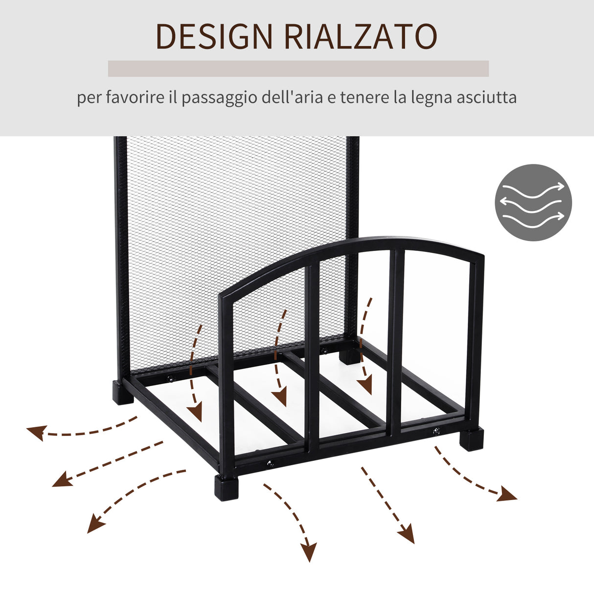 easycomfort portalegna da interno ed esterno in metallo con ganci e 4 attrezzi per camino inclusi nero