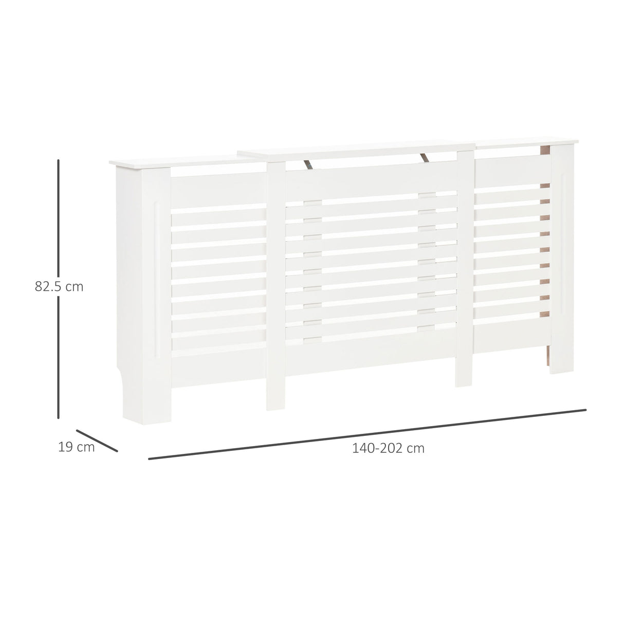 easycomfort mobile copricalorifero larghezza regolabile e mensola superiore in mdf e legno bianco