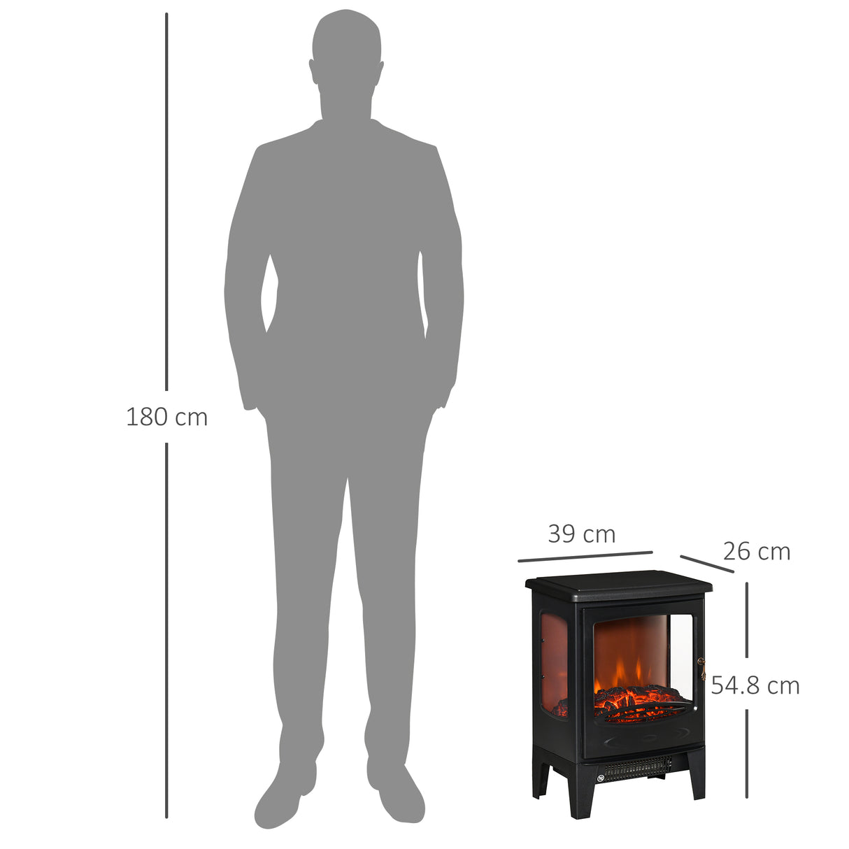 easycomfort camino elettrico effetto fiamma e 3 lati aperti temperatura regolabile copertura 20 25m nero