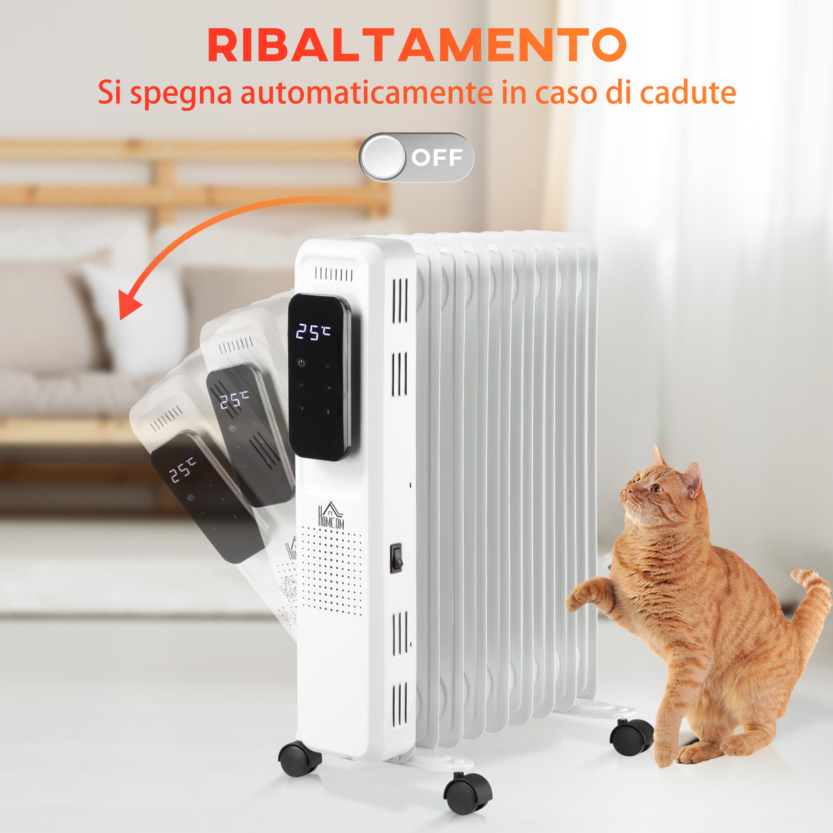 easycomfort easycomfort calorifero a olio a 9 elementi 3 livelli di riscaldamento e timer 42 5x24x63cm bianco