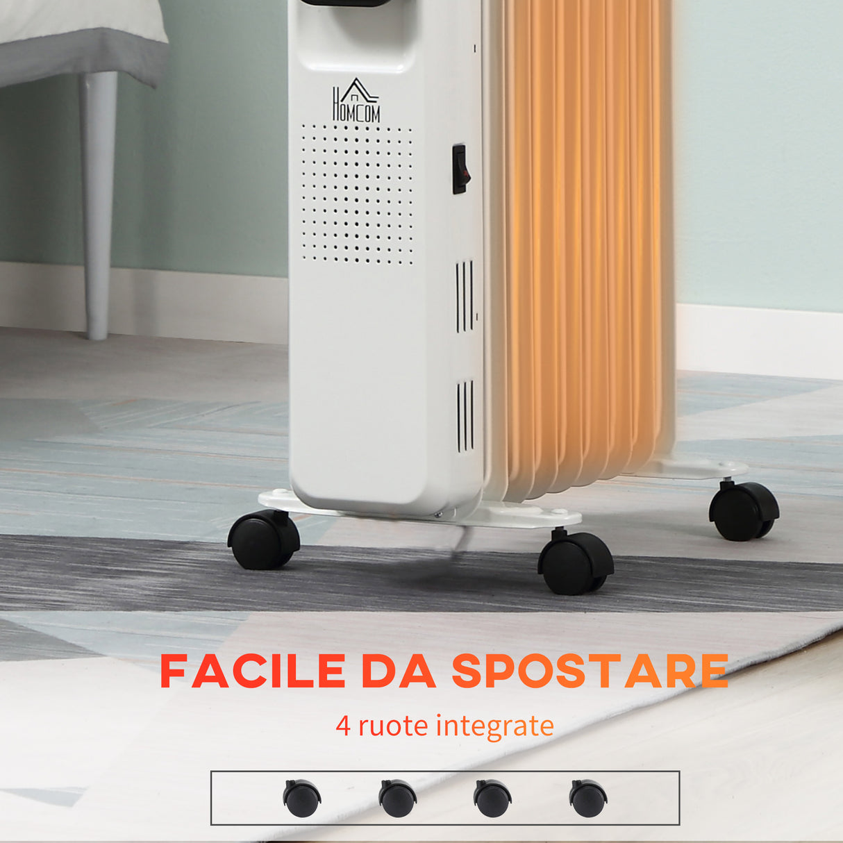 easycomfort easycomfort calorifero a olio a 9 elementi 3 livelli di riscaldamento e timer 42 5x24x63cm bianco