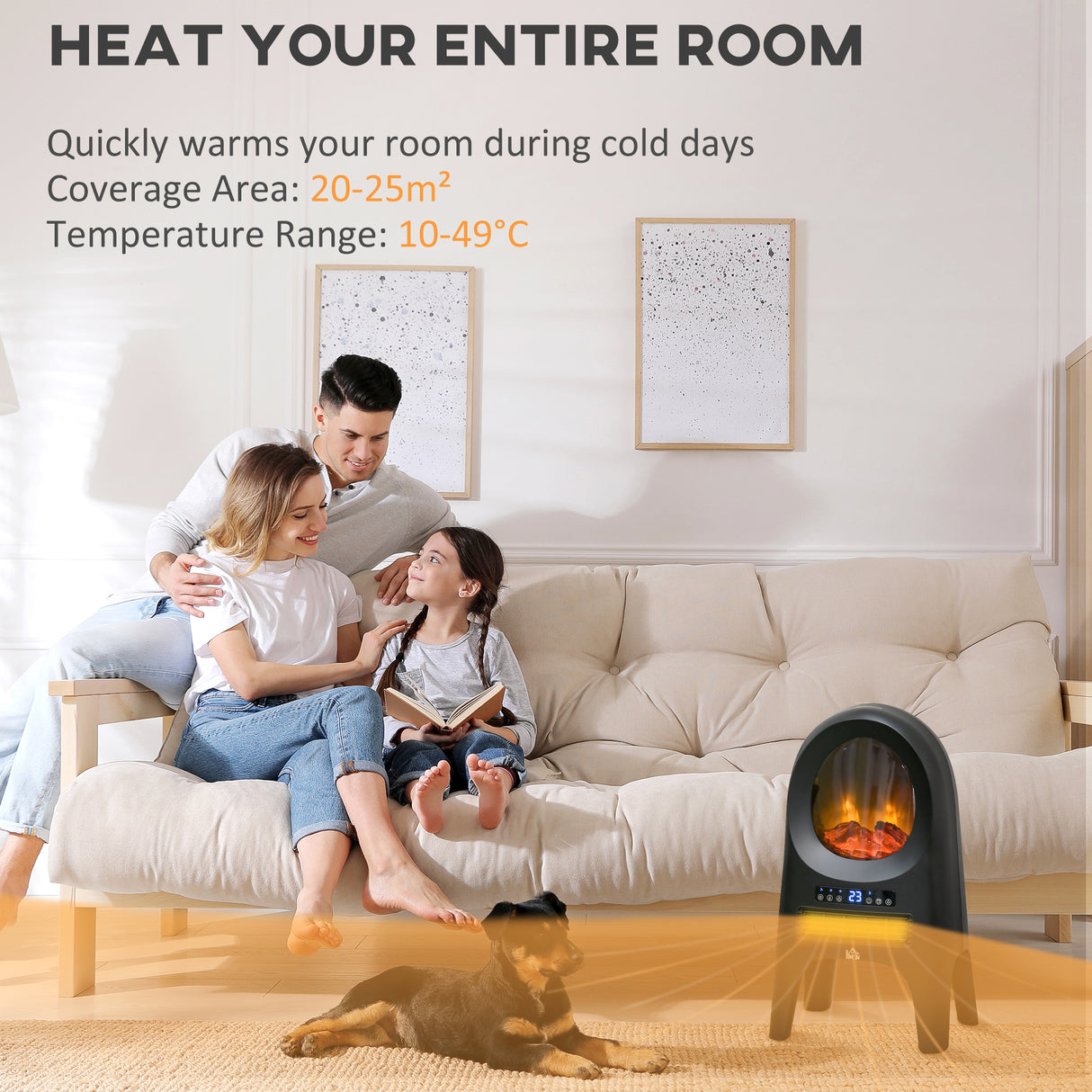easycomfort termoventilatore a 3 modalita di riscaldamento con 3 temperature regolabili 33.7x25.5x60.4 cm nero