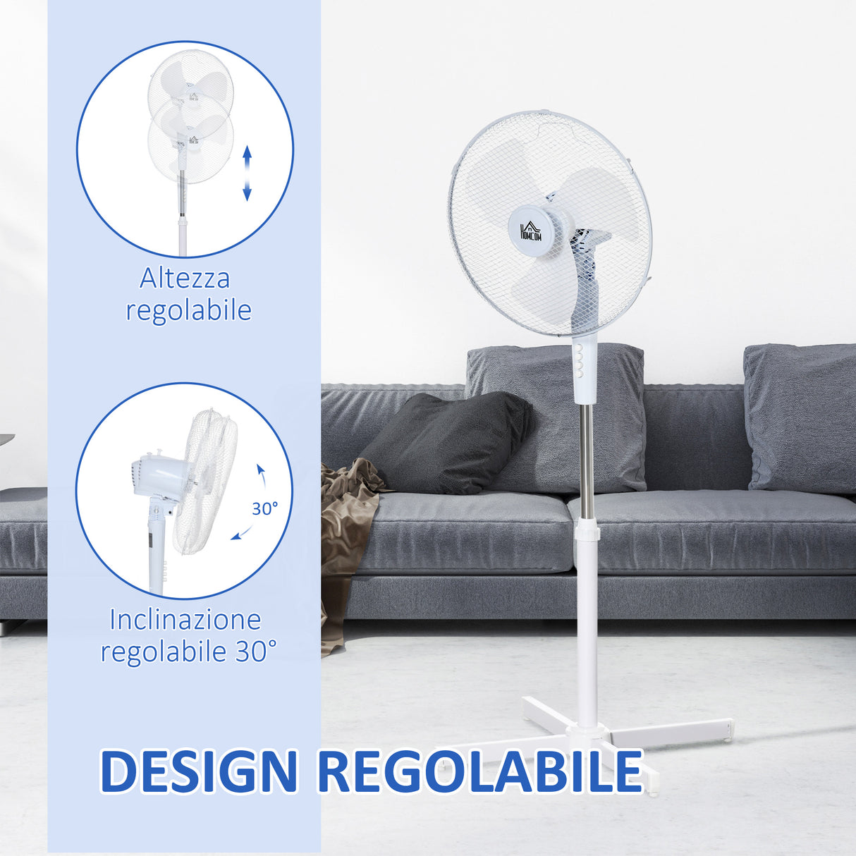 easycomfort ventilatore a piantana a 3 velocita con inclinazione a 80 60x60x90 120cm