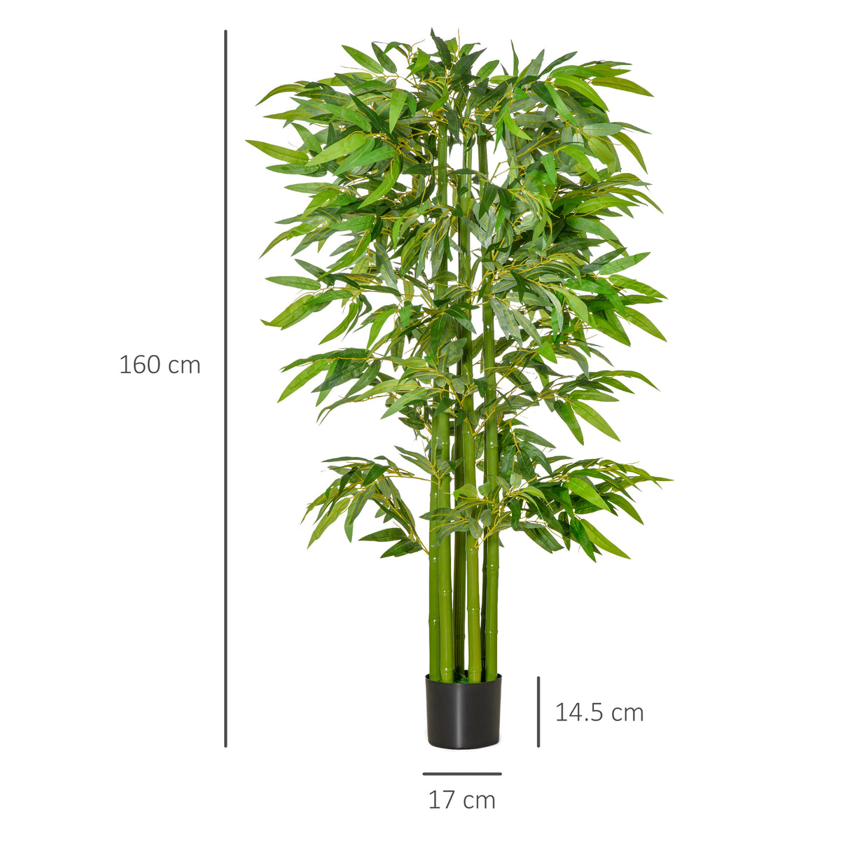 easycomfort pianta finta di bambu alta 160cm con vaso nero per interno ed esterno