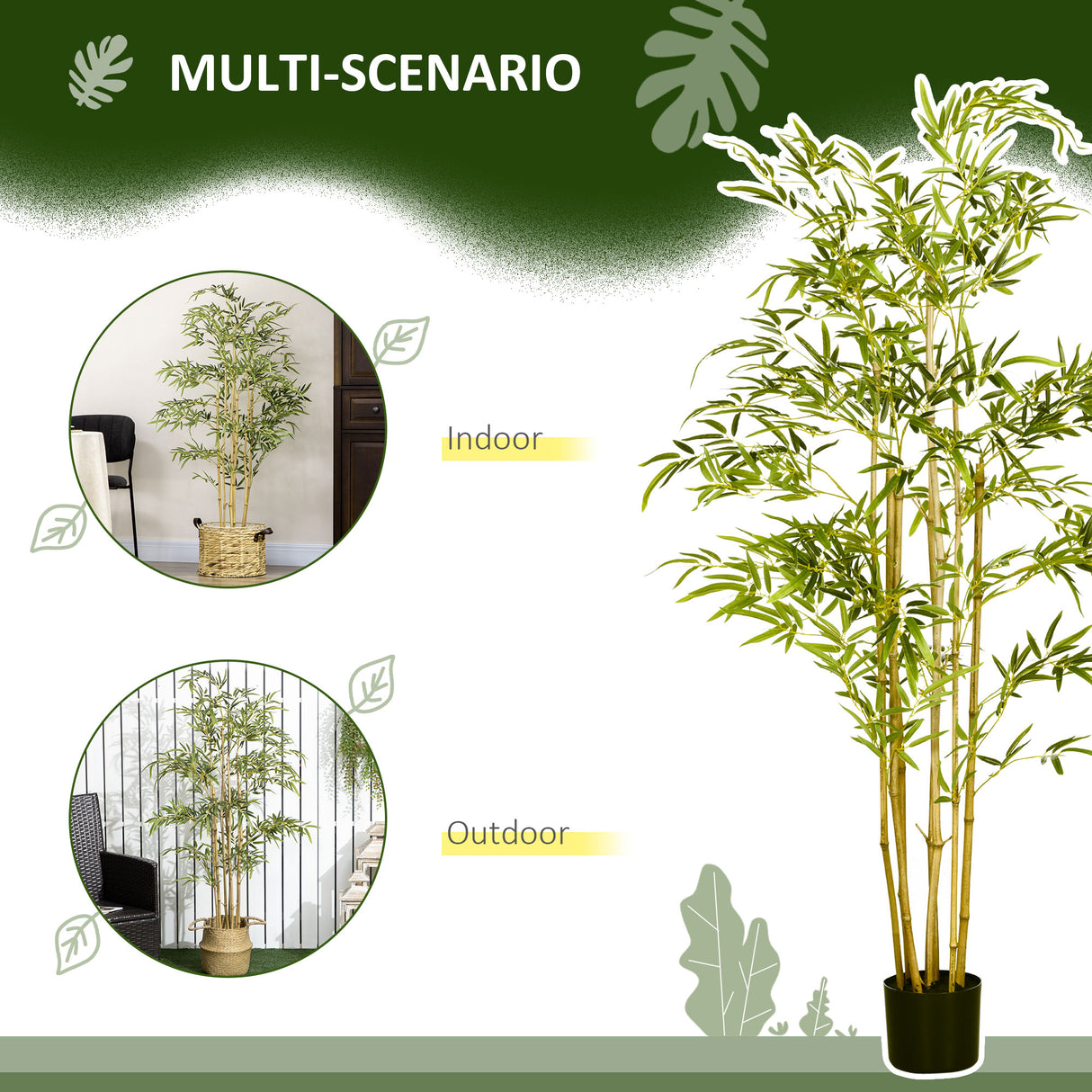 easycomfort bambu in vaso artificiale alto 150cm per interno ed esterno verde
