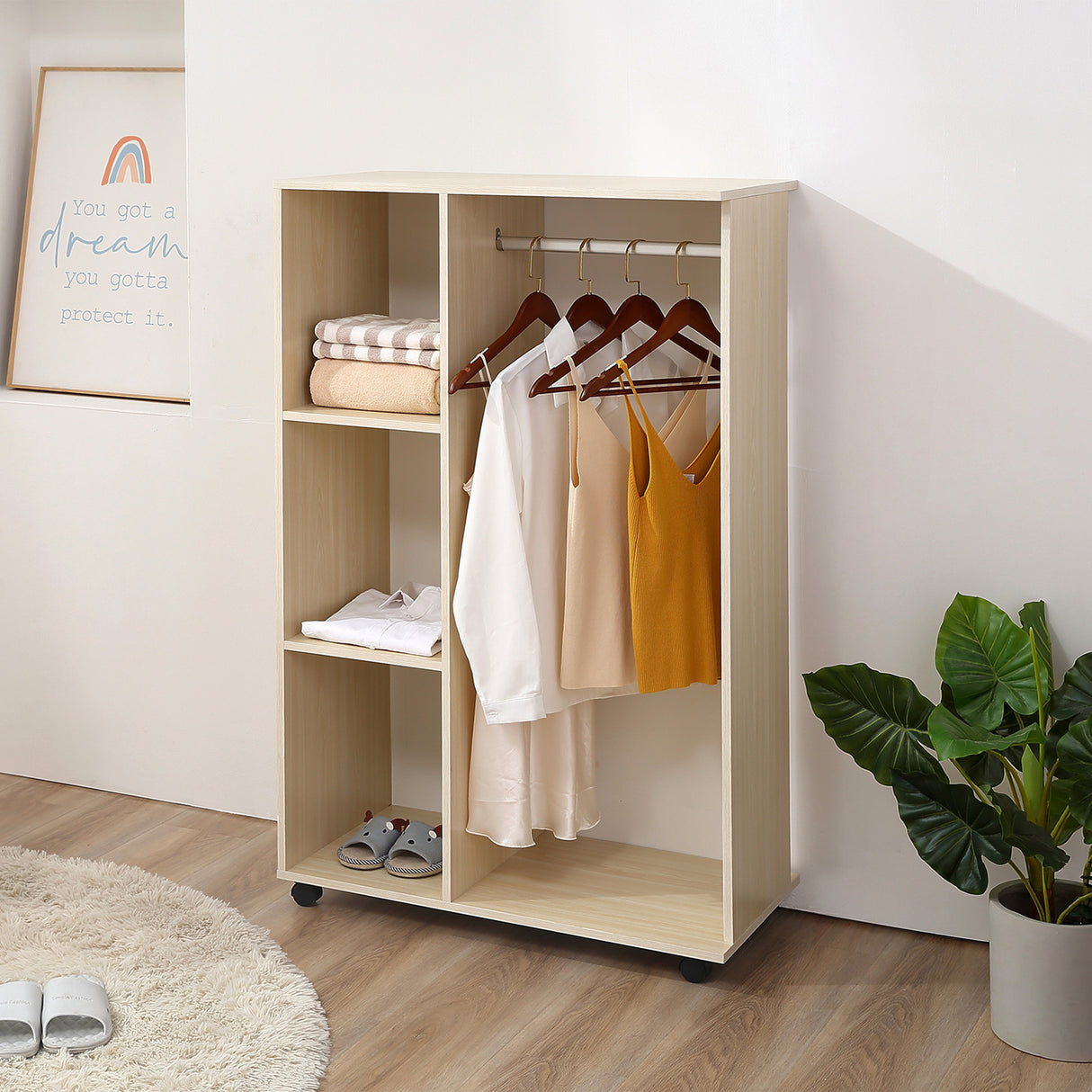 easycomfort easycomfort mobile aperto con stand appendiabiti e 3 ripiani 80 x 40 x 128cm ean 8054111846721