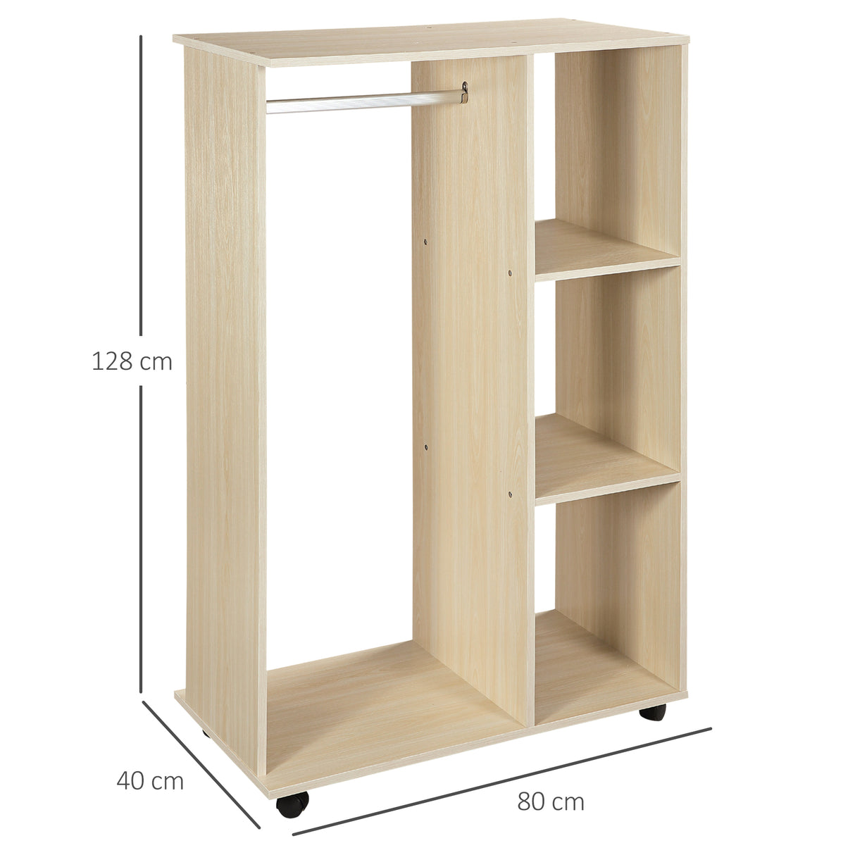 easycomfort easycomfort mobile aperto con stand appendiabiti e 3 ripiani 80 x 40 x 128cm ean 8054111846721