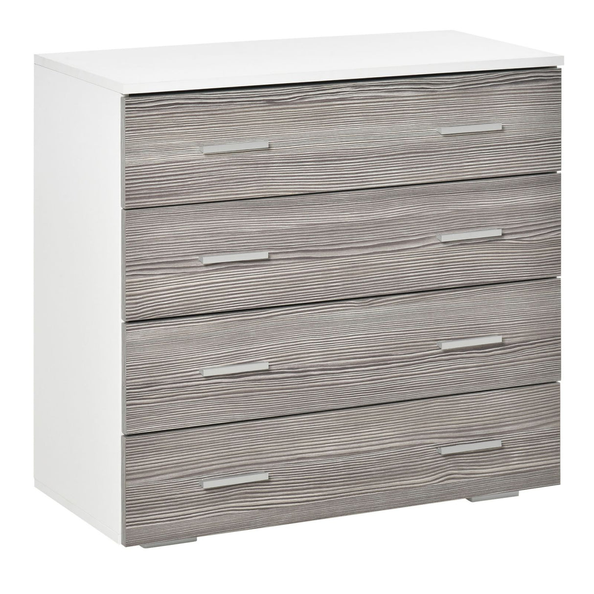 easycomfort easycomfort cassettiera camera da letto moderna 4 cassetti con maniglie in alluminio e struttura in legno 76x35x72cm bianco e grigio